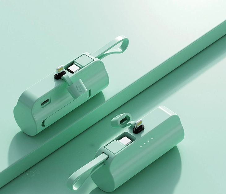 8000Mah Mini Power Bank With Lightning Pin And Type C Cable