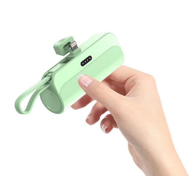 8000Mah Mini Power Bank With Lightning Pin And Type C Cable