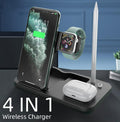 15W Fast Charge 4 In 1 QI Wireless Charger Dock Station - Black